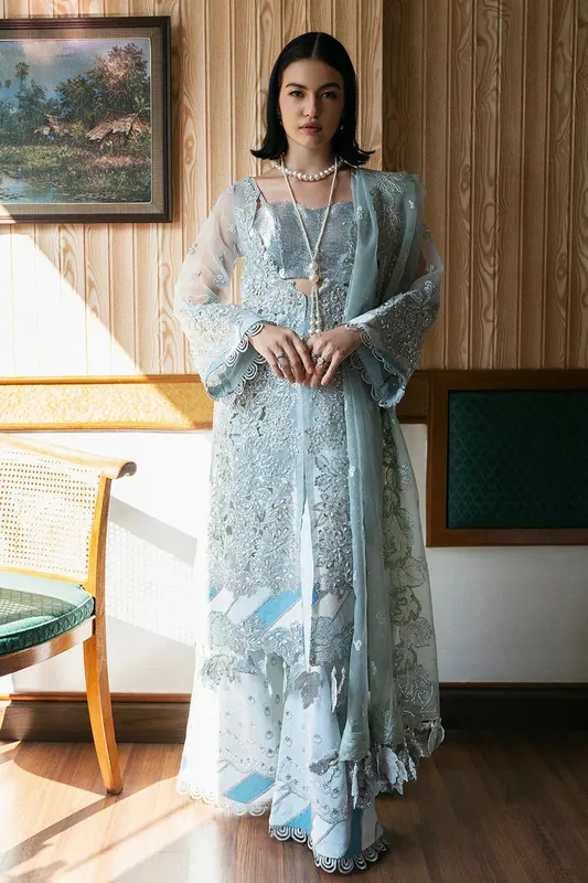 Saad Shaikh Fleurie Vol 2 Blue Raw Silk – view 1 – Poshaq