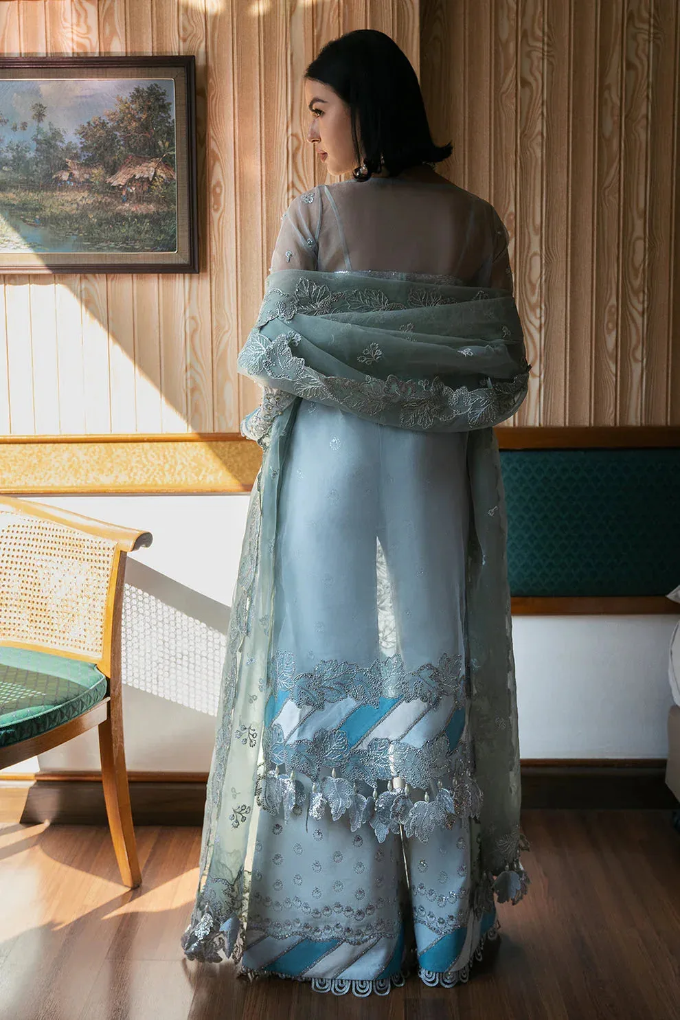 Saad Shaikh Fleurie Vol 2 Blue Raw Silk – view 2 – Poshaq