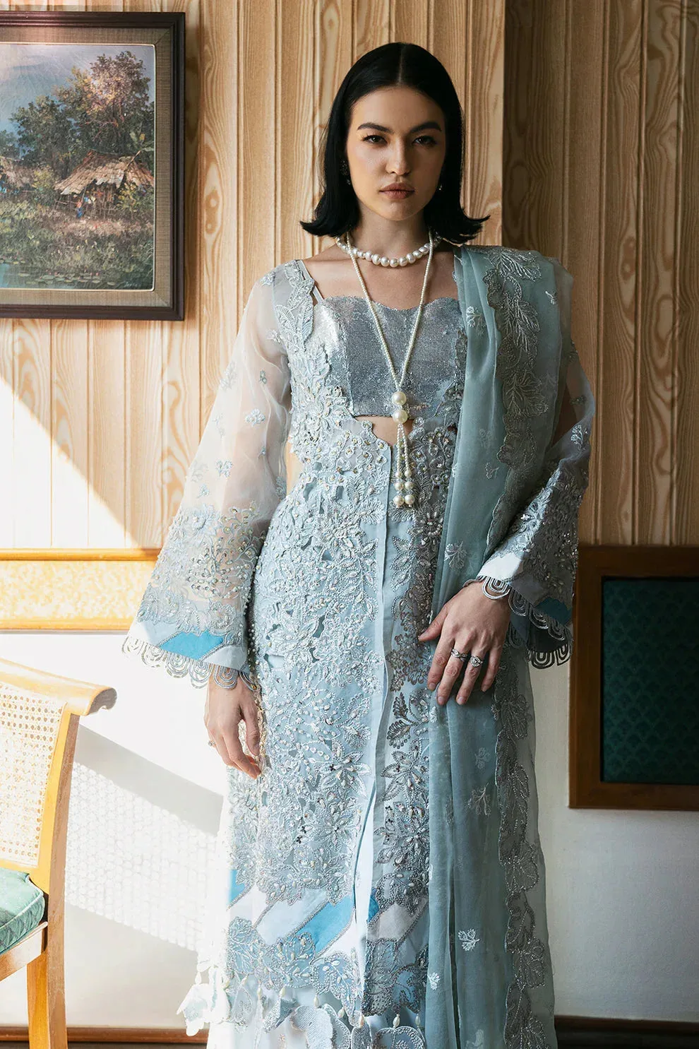 Saad Shaikh Fleurie Vol 2 Blue Raw Silk – view 4 – Poshaq