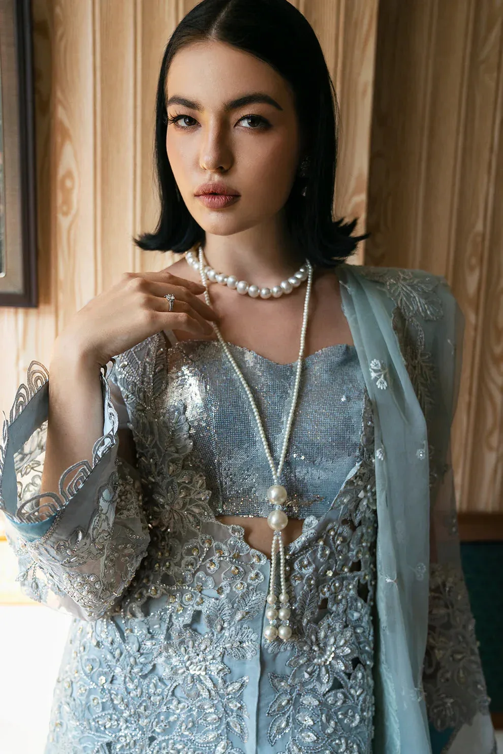 Saad Shaikh Fleurie Vol 2 Blue Raw Silk – view 6 – Poshaq