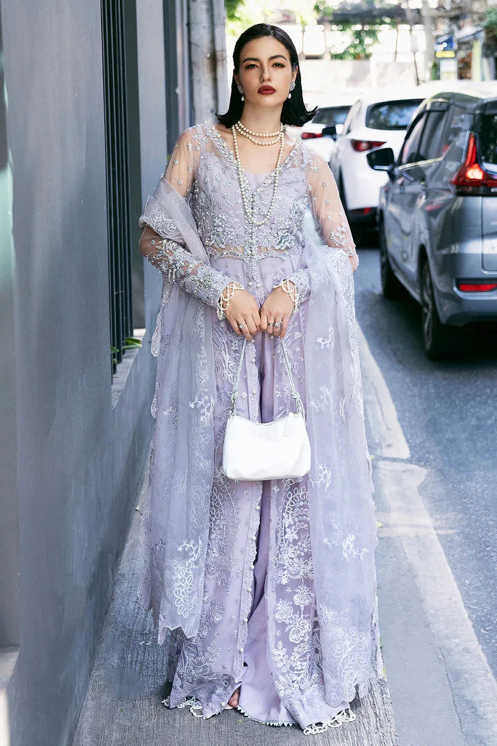 Saad Shaikh Fleurie Vol 2 Purple Raw Silk – view 1 – Poshaq