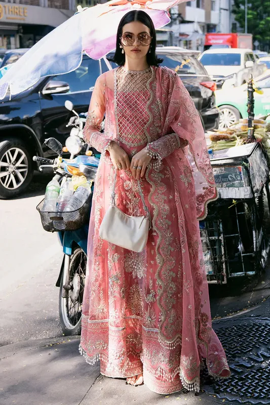 Saad Shaikh Fleurie Vol 2 Pink Raw Silk – view 1 – Poshaq