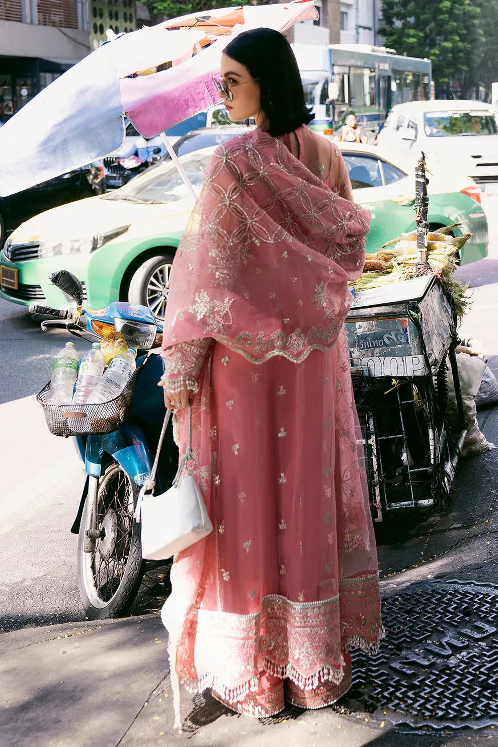 Saad Shaikh Fleurie Vol 2 Pink Raw Silk – view 2 – Poshaq