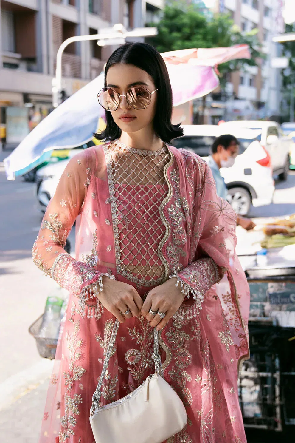 Saad Shaikh Fleurie Vol 2 Pink Raw Silk – view 3 – Poshaq