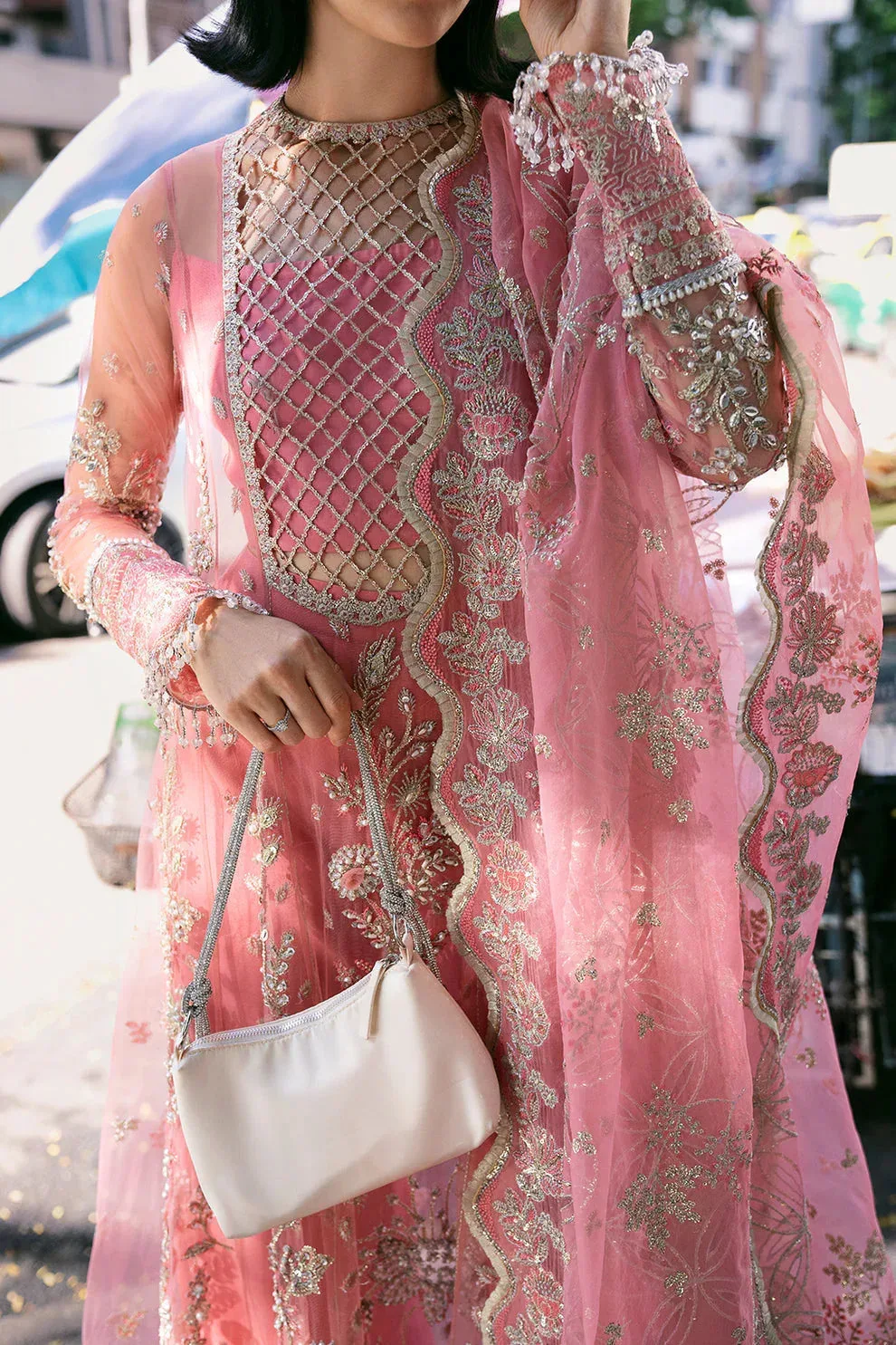 Saad Shaikh Fleurie Vol 2 Pink Raw Silk – view 4 – Poshaq
