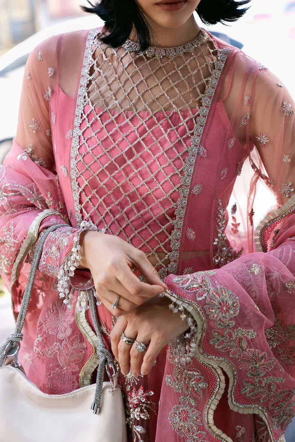 Saad Shaikh Fleurie Vol 2 Pink Raw Silk – view 7 – Poshaq