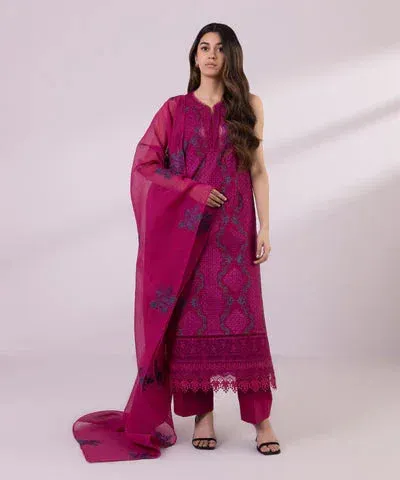 Sapphire Eid Collection Magenta Cambric – view 1 – Poshaq