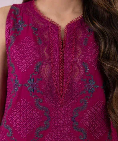 Sapphire Eid Collection Magenta Cambric – view 3 – Poshaq