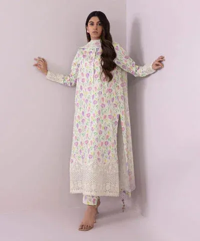 Sapphire Eid Collection Off White Cambric – view 1 – Poshaq