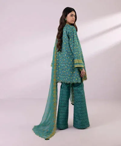 Sapphire Eid Collection Green Chiffon – view 2 – Poshaq