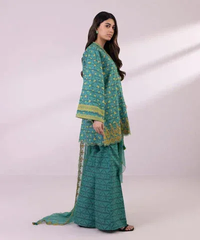 Sapphire Eid Collection Green Chiffon – view 4 – Poshaq