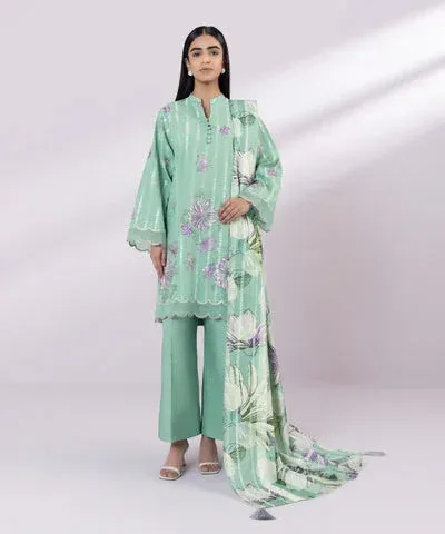 Sapphire Eid Collection Sea Green Jacquard – view 1 – Poshaq
