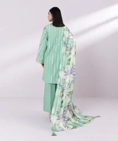 Sapphire Eid Collection Sea Green Jacquard – view 2 – Poshaq