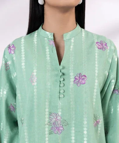 Sapphire Eid Collection Sea Green Jacquard – view 3 – Poshaq