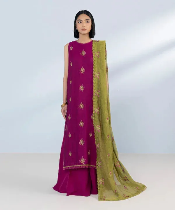 Sapphire Eid Collection Magenta Raw Silk – view 1 – Poshaq