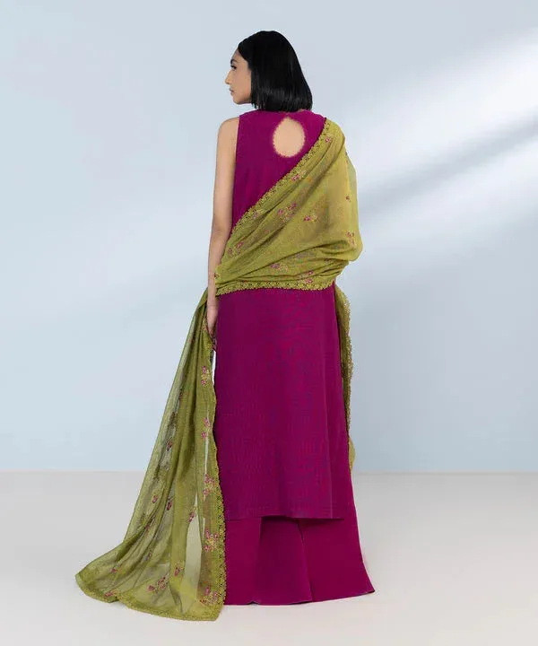 Sapphire Eid Collection Magenta Raw Silk – view 2 – Poshaq