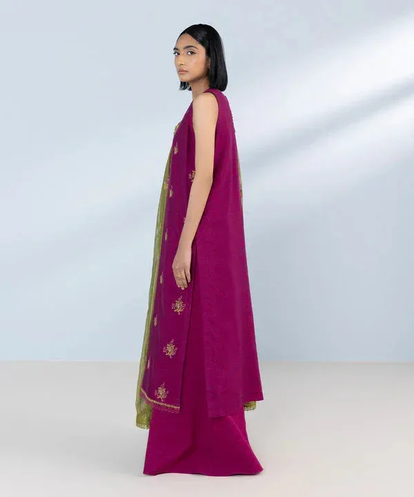 Sapphire Eid Collection Magenta Raw Silk – view 4 – Poshaq