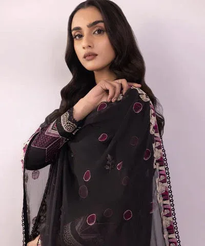 Sapphire Eid Collection Black Chiffon – view 3 – Poshaq