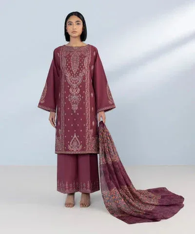 Sapphire Eid Collection Maroon Cambric – view 1 – Poshaq