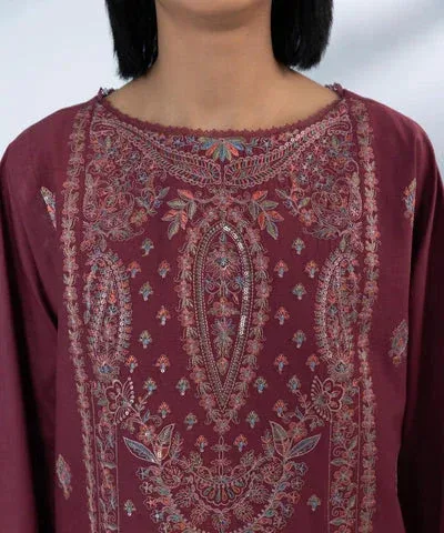 Sapphire Eid Collection Maroon Cambric – view 3 – Poshaq