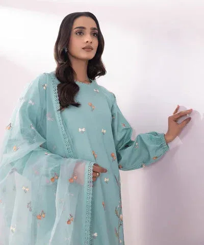 Sapphire Eid Collection Sky Blue Organza – view 3 – Poshaq