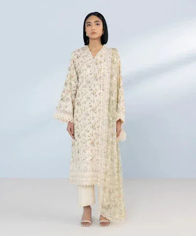 Sapphire Eid Collection Beige Chiffon – view 1 – Poshaq