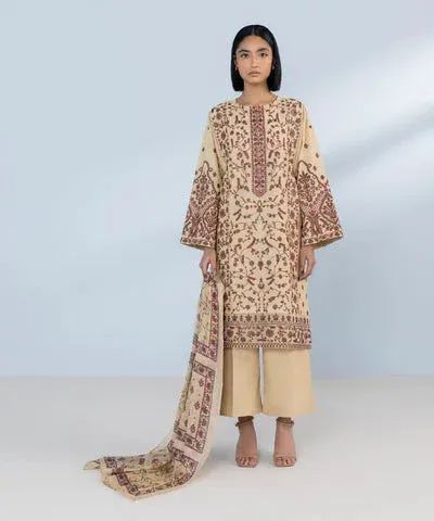 Sapphire Eid Collection Beige Cambric – view 1 – Poshaq