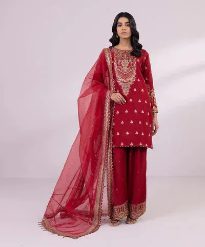 Sapphire Eid Collection Red Raw Silk – view 1 – Poshaq