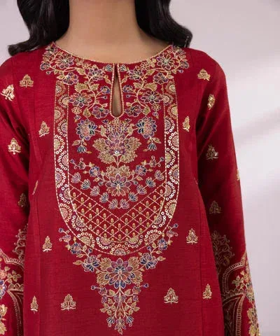 Sapphire Eid Collection Red Raw Silk – view 3 – Poshaq