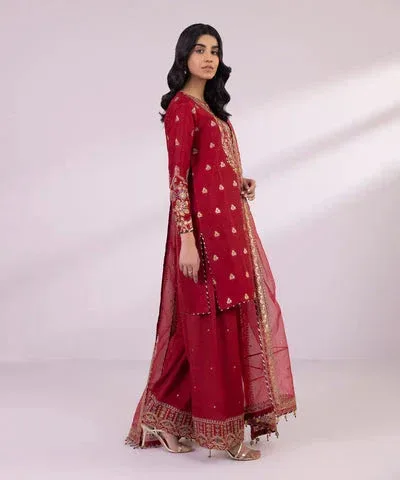 Sapphire Eid Collection Red Raw Silk – view 5 – Poshaq