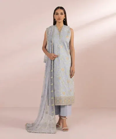 Sapphire Eid Collection Blue Chiffon – view 1 – Poshaq