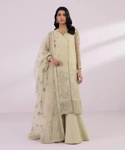 Sapphire Eid Collection Green Raw Silk – view 1 – Poshaq