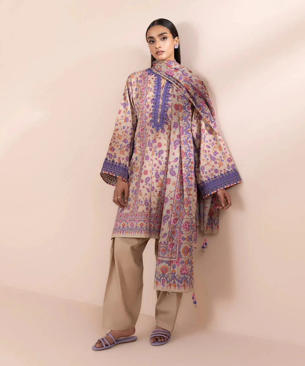 Sapphire Eid Collection Beige Cambric – view 1 – Poshaq