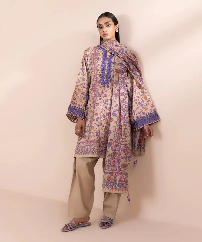 Sapphire Eid Collection Beige Cambric – view 1 – Poshaq