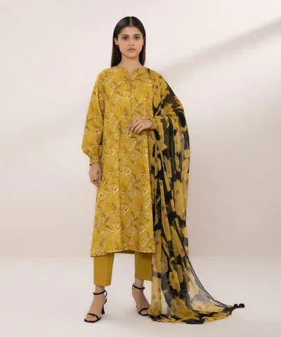 Sapphire Eid Collection Mustard Chiffon – view 1 – Poshaq