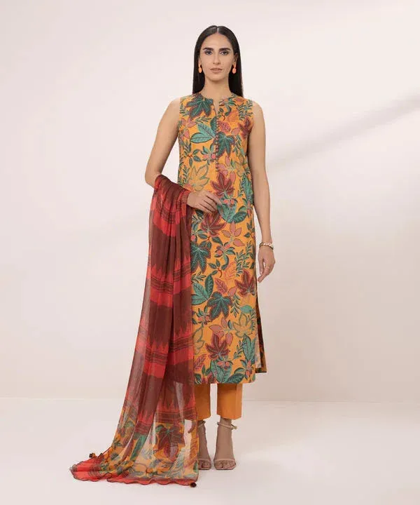 Sapphire Eid Collection Mustard Chiffon – view 1 – Poshaq