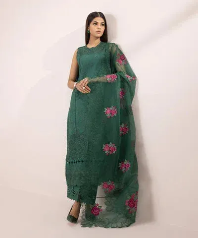 Sapphire Eid Collection Green Jacquard – view 1 – Poshaq