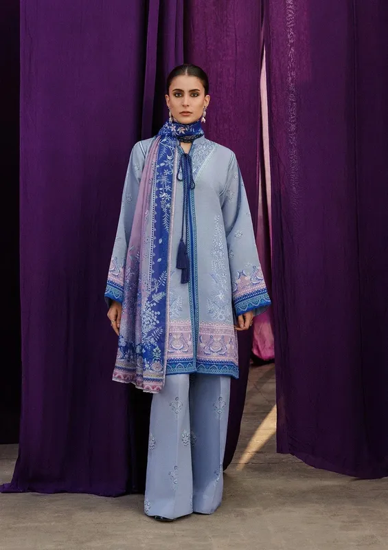 Aik Atelier Roz Khaddar Dusty Blue Khaddar – view 1 – Poshaq