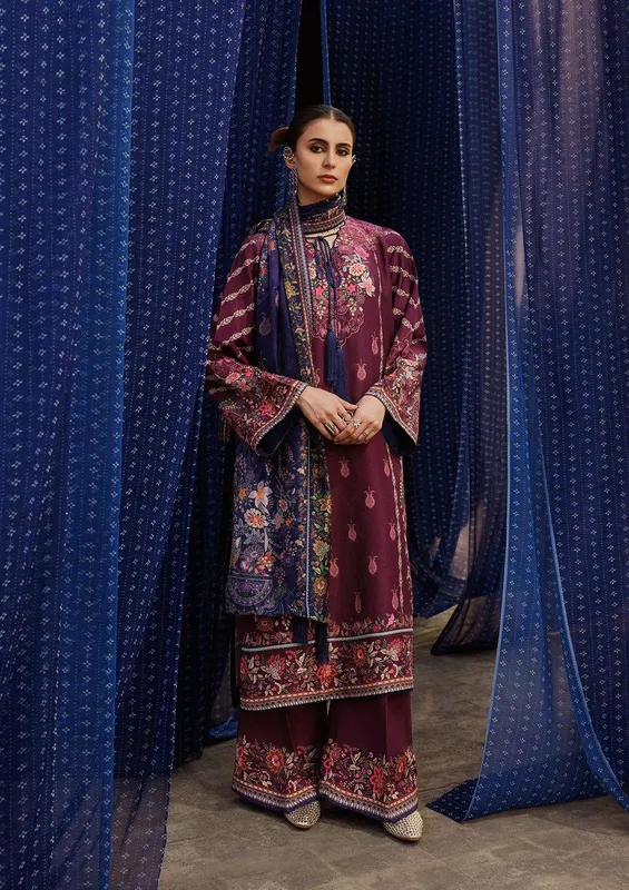 Aik Atelier Roz Khaddar Burgundy Khaddar – view 1 – Poshaq