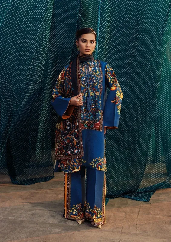 Aik Atelier Roz Khaddar Deep Blue Khaddar – view 1 – Poshaq