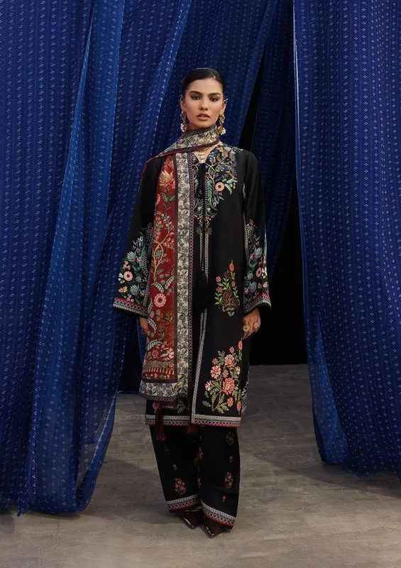 Aik Atelier Roz Khaddar Black Khaddar – view 1 – Poshaq
