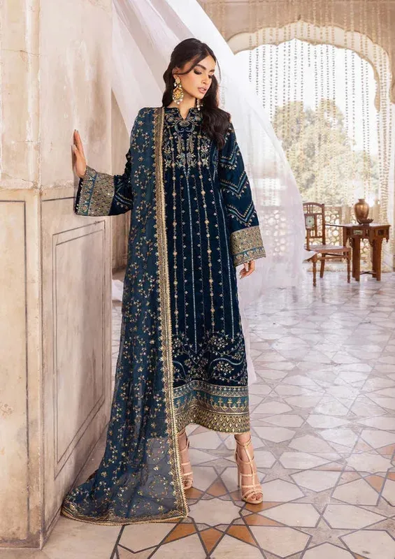 Aik Atelier Luxury Velvet 25 Blue Raw Silk – view 1 – Poshaq