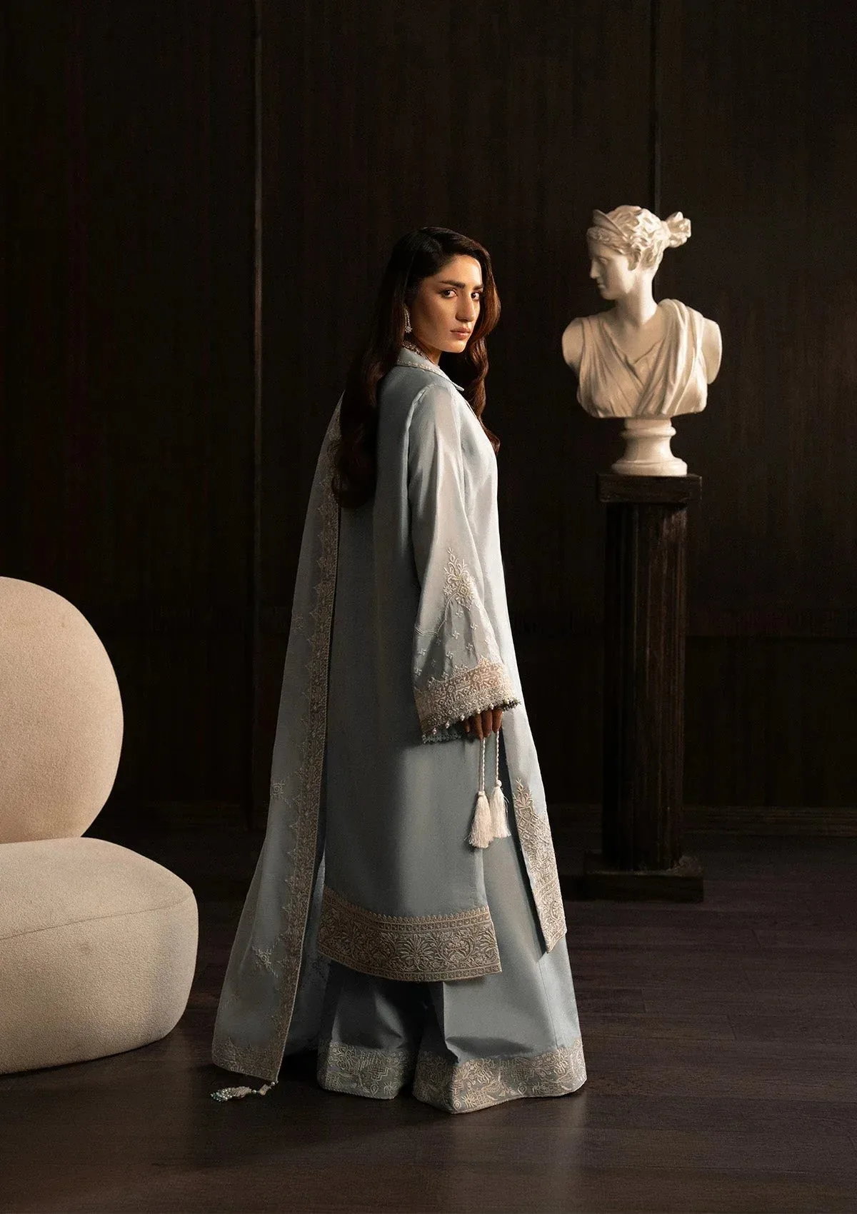 Aik Atelier Lady Aik 25 Ice Blue Organza – view 2 – Poshaq