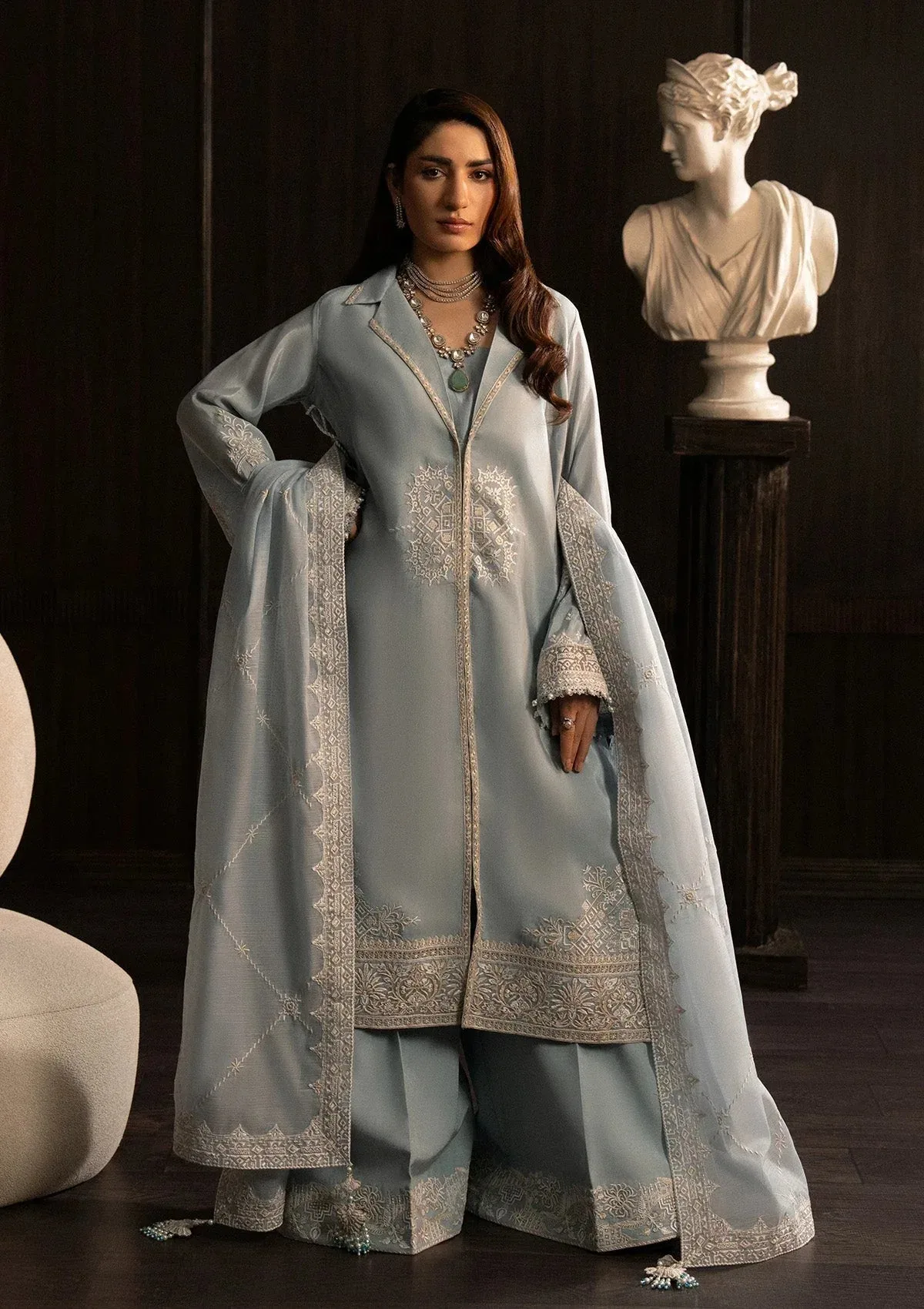 Aik Atelier Lady Aik 25 Ice Blue Organza – view 3 – Poshaq