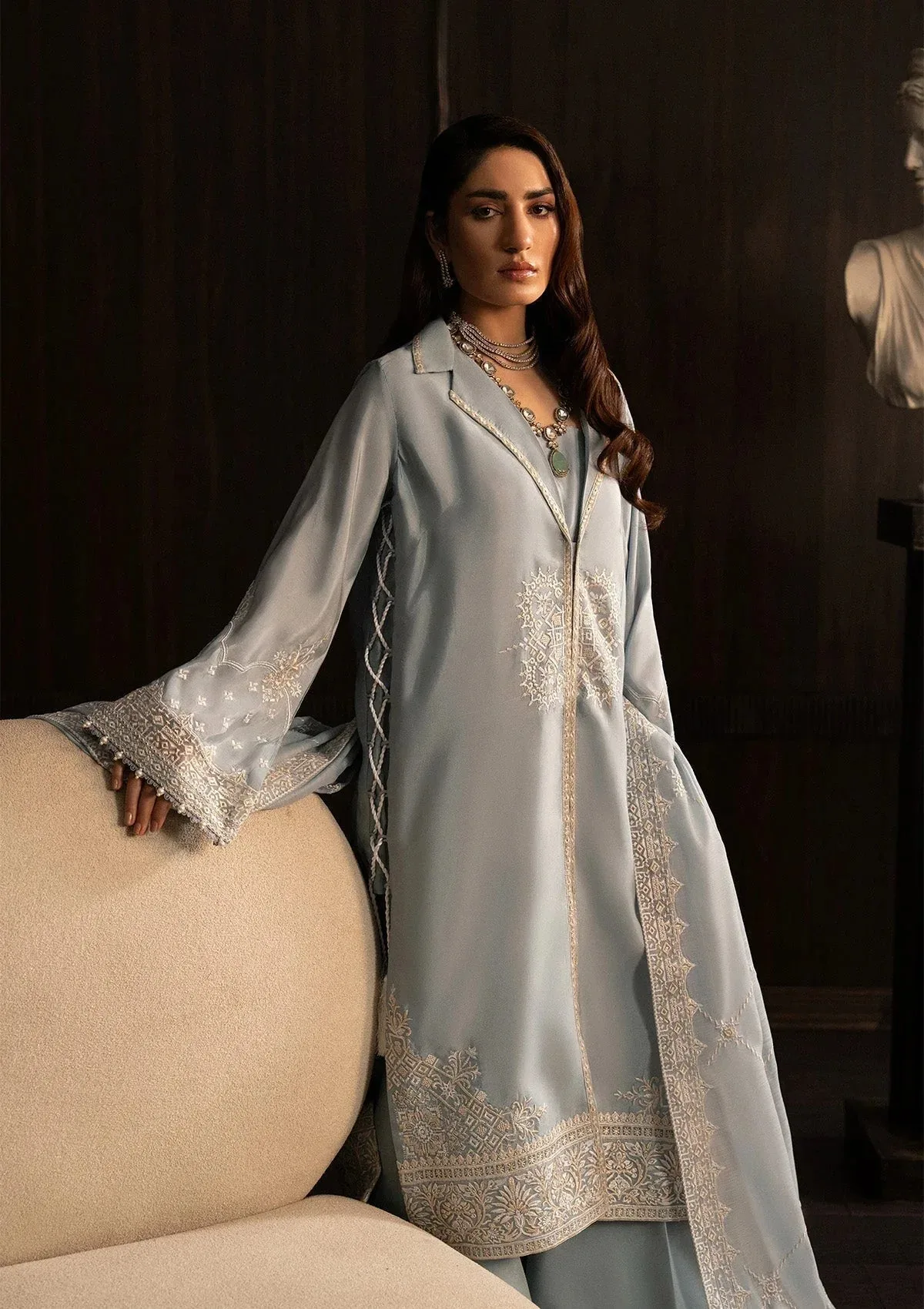 Aik Atelier Lady Aik 25 Ice Blue Organza – view 4 – Poshaq
