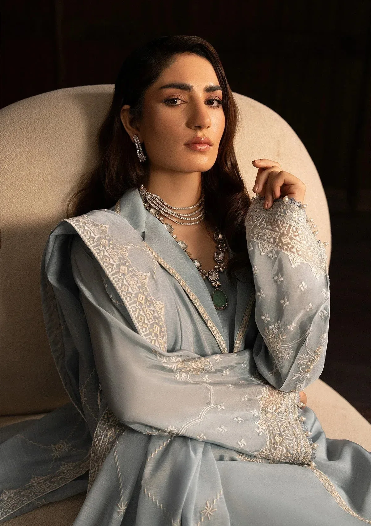 Aik Atelier Lady Aik 25 Ice Blue Organza – view 5 – Poshaq