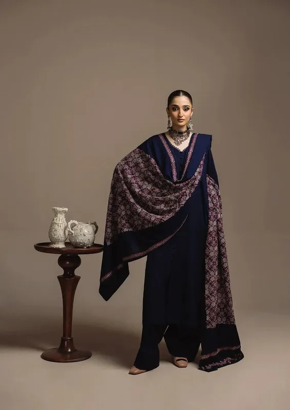 Aik Atelier Aik Roz Karandi 25 Navy Blue Karandi – view 1 – Poshaq