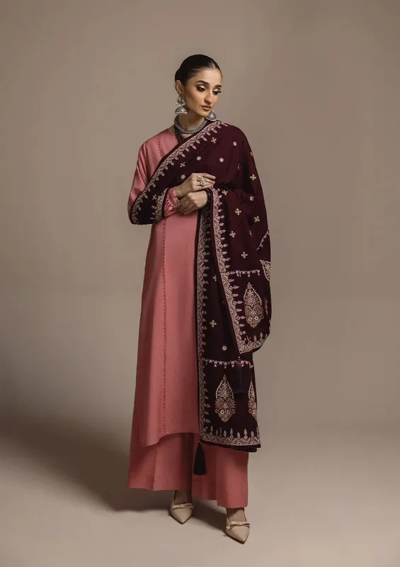 Aik Atelier Aik Roz Karandi 25 Dusty Pink Karandi – view 1 – Poshaq