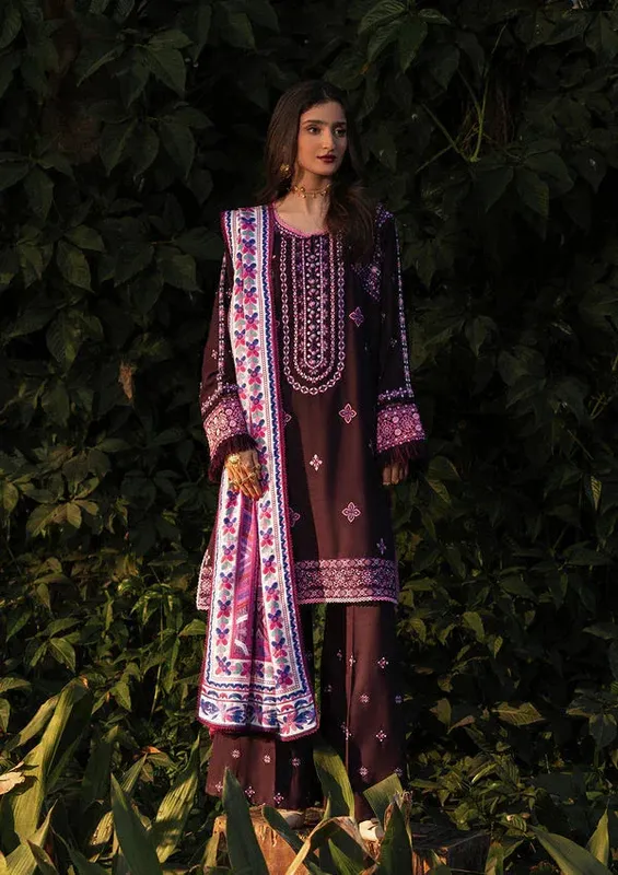 Aik Atelier Roz Karandi 25 Dark Plum Karandi – view 1 – Poshaq