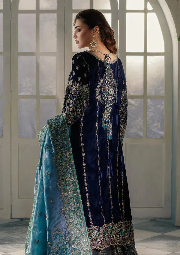 Aik Atelier Udaipur Velvet 25 ink blue Organza – view 2 – Poshaq
